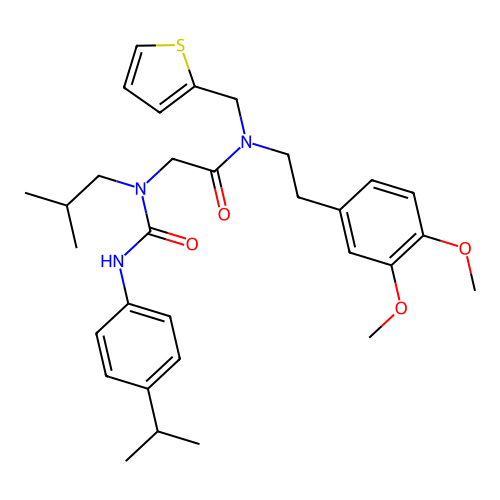 N-[2-(3,4-Dimethoxyphenyl)ethyl]-2-[[[[4-(1-methylethyl)phenyl]amino]carbonyl](2-methylpropyl)amino]-N-(2-thienylmethyl)acetamide structure