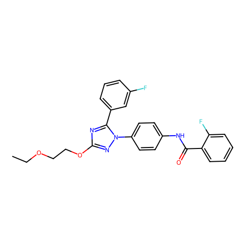 N-[4-[3-(2-Ethoxyethoxy)-5-(3-fluorophenyl)-1H-1,2,4-triazol-1-yl]phenyl]-2-fluorobenzamide structure