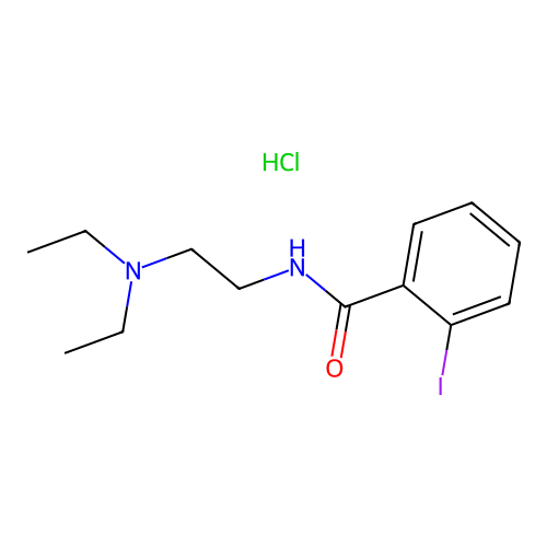 N-[2-(diethylamino)ethyl]-2-iodobenzamide;hydrochloride structure