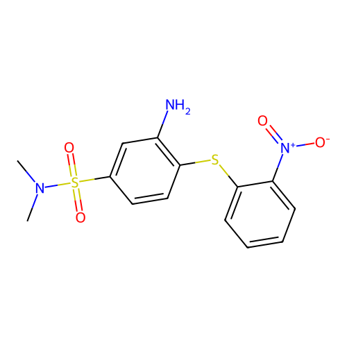 3-Amino-N,N-dimethyl-4-((2-nitrophenyl)thio)benzenesulphonamide structure