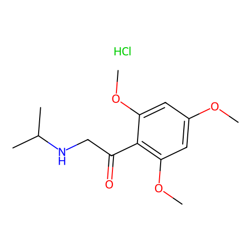 Ethanone, 2-((1-methylethyl)amino)-1-(2,4,6-trimethoxyphenyl)-, hydrochloride structure