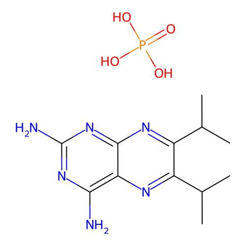 6,7-Diisopropylpteridine-2,4-diamine phosphate structure