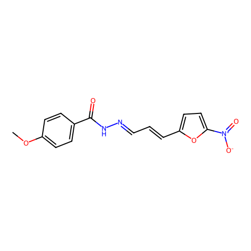 4-Methoxybenzoic acid (3-(5-nitro-2-furanyl)-2-propenylidene)hydrazide structure