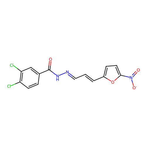 3,4-Dichlorobenzoic acid (3-(5-nitro-2-furanyl)-2-propenylidene)hydrazide structure