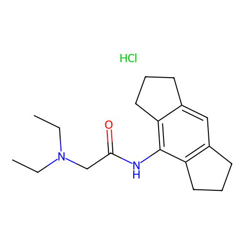 2-(Diethylamino)-N-(1,2,3,5,6,7-hexahydro-s-indacen-4-yl)acetamide hydrochloride structure