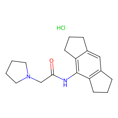 1-Pyrrolidineacetamide, N-(1,2,3,5,6,7-hexahydro-s-indacen-4-yl)-, monohydrochloride structure