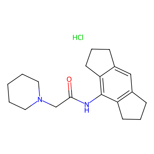 N-(s-Hydrindacen-4-yl)-2-piperidinoacetamide hydrochloride structure