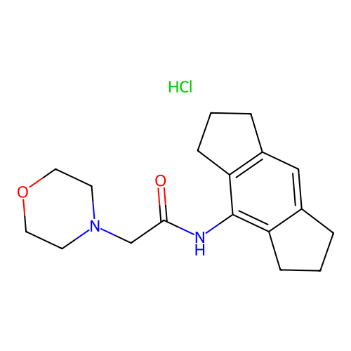4-Morpholineacetamide, N-(1,2,3,5,6,7-hexahydro-s-indacen-4-yl)-, monohydrochloride structure