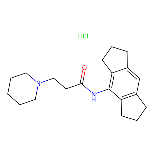 1-Piperidinepropanamide, N-(1,2,3,5,6,7-hexahydro-s-indacen-4-yl)-, monohydrochloride structure