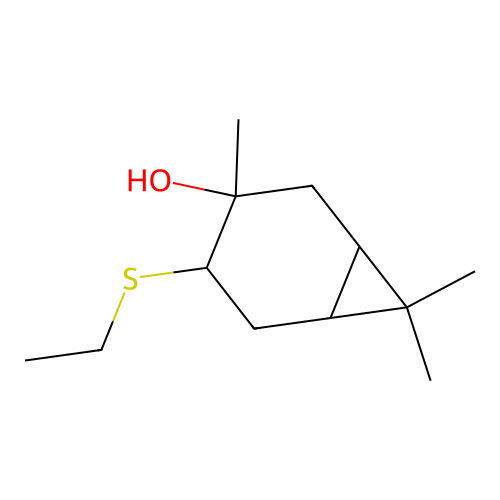 4-(Ethylthio)-3,7,7-trimethylbicyclo(4.1.0)heptan-3-ol structure