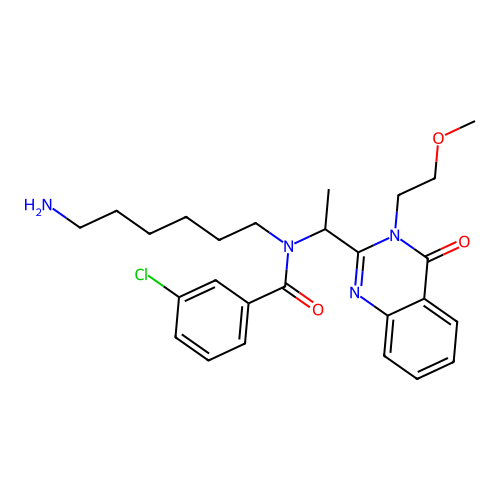 N-(6-Aminohexyl)-3-chloro-N-[1-[3,4-dihydro-3-(2-methoxyethyl)-4-oxo-2-quinazolinyl]ethyl]benzamide structure