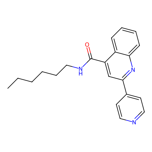 N-hexyl-2-(pyridin-4-yl)quinoline-4-carboxamide structure