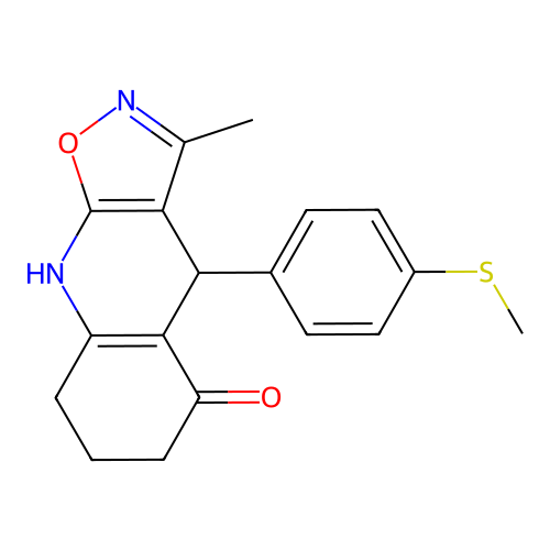 3-methyl-4-(4-(methylthio)phenyl)-6,7,8,9-tetrahydroisoxazolo[5,4-b]quinolin-5(4H)-one structure
