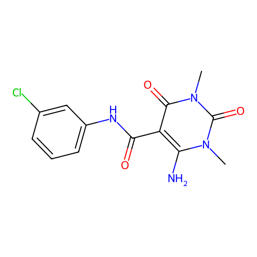 4-amino-N-(3-chlorophenyl)-1,3-dimethyl-2,6-dioxopyrimidine-5-carboxamide structure
