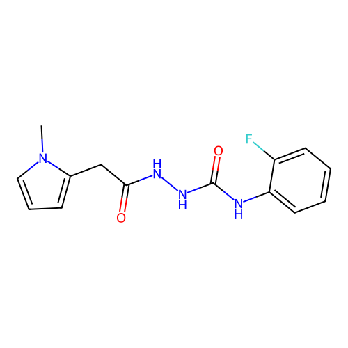1-(2-Fluorophenyl)-3-[[2-(1-methylpyrrol-2-yl)acetyl]amino]urea structure