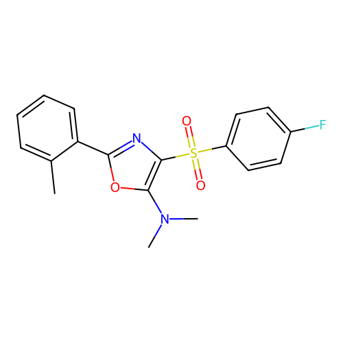 4-((4-fluorophenyl)sulfonyl)-N,N-dimethyl-2-(o-tolyl)oxazol-5-amine structure