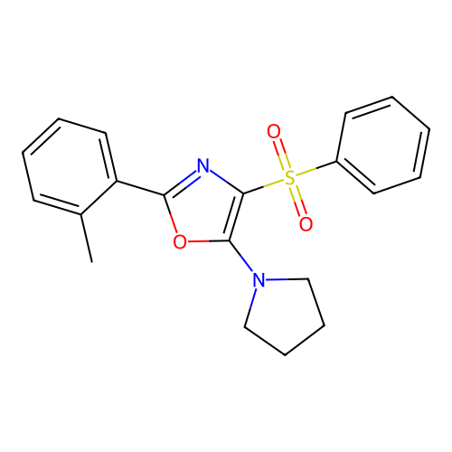 4-(Benzenesulfonyl)-2-(2-methylphenyl)-5-pyrrolidin-1-yl-1,3-oxazole structure
