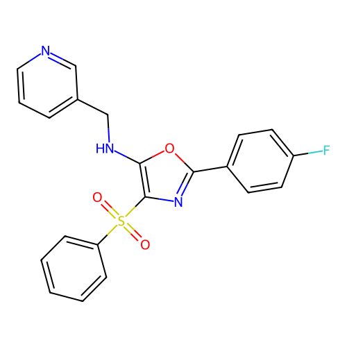 4-(benzenesulfonyl)-2-(4-fluorophenyl)-N-[(pyridin-3-yl)methyl]-1,3-oxazol-5-amine structure