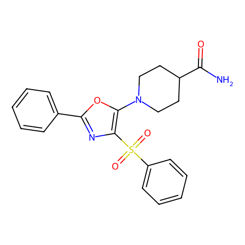 1-[4-(Benzenesulfonyl)-2-phenyl-1,3-oxazol-5-yl]piperidine-4-carboxamide structure