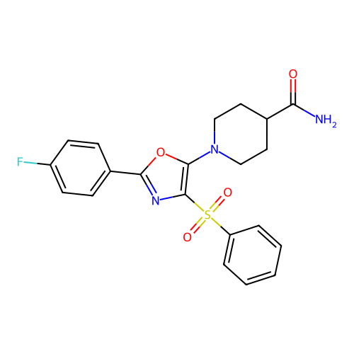 1-[4-(benzenesulfonyl)-2-(4-fluorophenyl)-1,3-oxazol-5-yl]piperidine-4-carboxamide structure