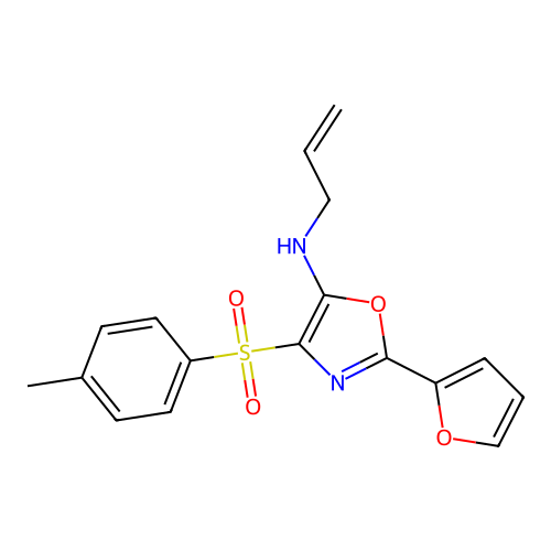 N-allyl-2-(furan-2-yl)-4-tosyloxazol-5-amine structure