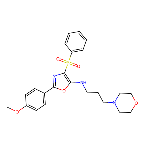 4-(benzenesulfonyl)-2-(4-methoxyphenyl)-N-(3-morpholin-4-ylpropyl)-1,3-oxazol-5-amine structure