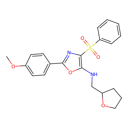4-(benzenesulfonyl)-2-(4-methoxyphenyl)-N-(oxolan-2-ylmethyl)-1,3-oxazol-5-amine structure