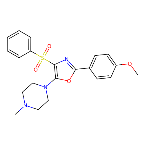 2-(4-Methoxyphenyl)-5-(4-methylpiperazin-1-yl)-4-(phenylsulfonyl)oxazole structure