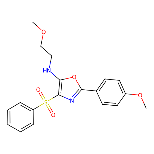 4-(benzenesulfonyl)-N-(2-methoxyethyl)-2-(4-methoxyphenyl)-1,3-oxazol-5-amine structure