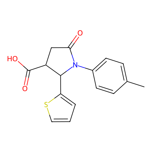 1-(4-Methylphenyl)-5-oxo-2-(thiophen-2-yl)pyrrolidine-3-carboxylic acid structure