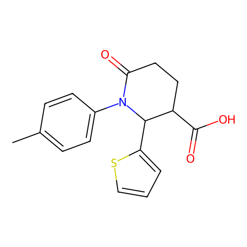 1-(4-Methylphenyl)-6-oxo-2-(2-thienyl)-3-piperidinecarboxylic acid structure
