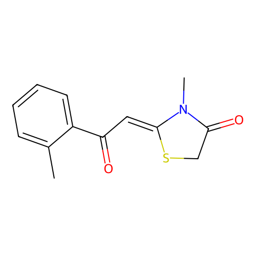 3-methyl-2-[2-(2-methylphenyl)-2-oxoethylidene]-1,3-thiazolidin-4-one structure