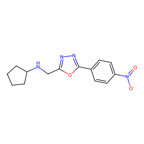 N-{[5-(4-nitrophenyl)-1,3,4-oxadiazol-2-yl]methyl}cyclopentanamine structure