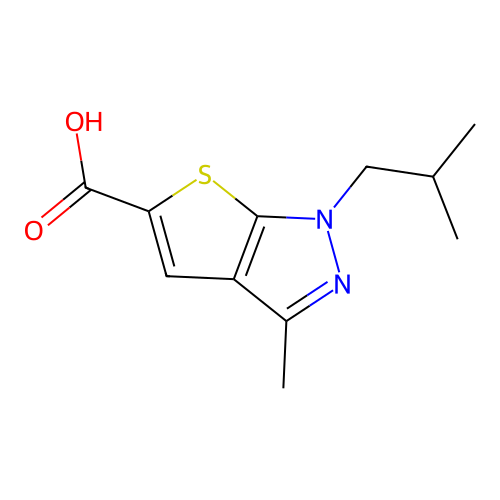 3-methyl-1-(2-methylpropyl)-1H-thieno[2,3-c]pyrazole-5-carboxylic acid structure
