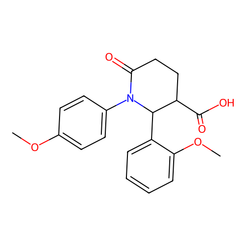 2-(2-Methoxyphenyl)-1-(4-methoxyphenyl)-6-oxopiperidine-3-carboxylic acid structure