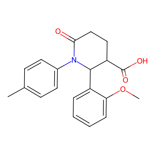 2-(2-Methoxyphenyl)-1-(4-methylphenyl)-6-oxopiperidine-3-carboxylic acid structure