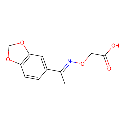 ({[(1E)-1-(1,3-benzodioxol-5-yl)ethylidene]amino}oxy)acetic acid structure