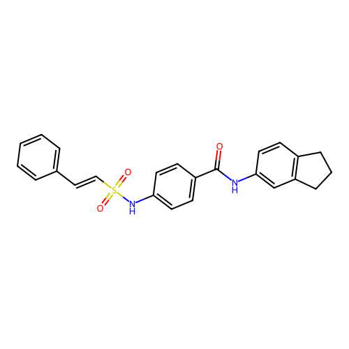 N-(2,3-dihydro-1H-inden-5-yl)-4-(2-phenylethenesulfonamido)benzamide structure