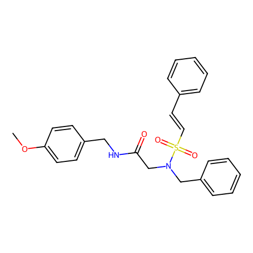2-(N-benzyl-2-phenylethenesulfonamido)-N-[(4-methoxyphenyl)methyl]acetamide structure
