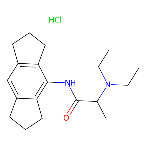 N-(s-Hydrindacen-4-yl)-2-diethylaminopropionamide hydrochloride structure