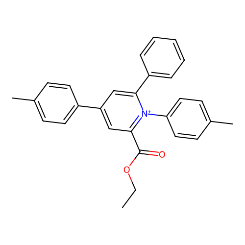 2-(Ethoxycarbonyl)-1,4-bis(4-methylphenyl)-6-phenylpyridinium structure