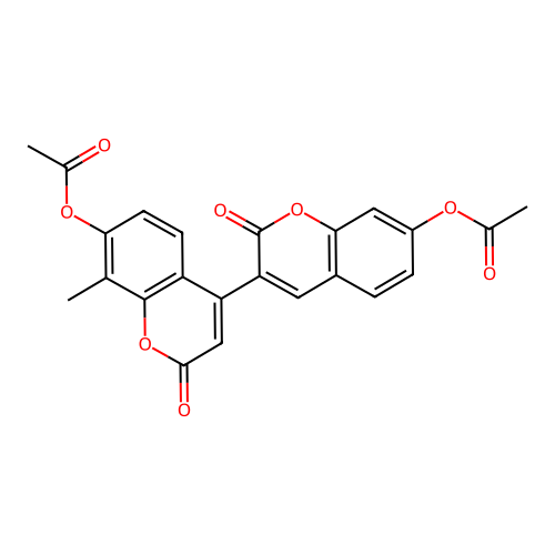 8'-methyl-2,2'-dioxo-2H,2'H-3,4'-bichromene-7,7'-diyl diacetate structure