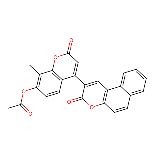 8-methyl-2-oxo-4-(3-oxo-3H-benzo[f]chromen-2-yl)-2H-chromen-7-yl acetate structure