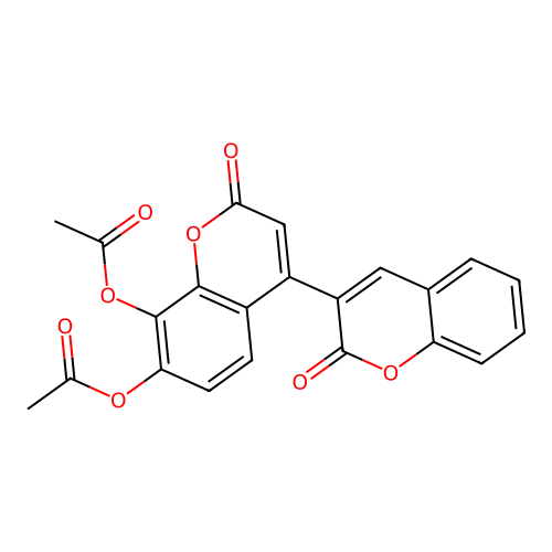 2,2'-dioxo-2H,2'H-[3,4'-bichromene]-7',8'-diyl diacetate structure
