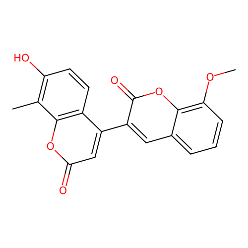 7'-hydroxy-8-methoxy-8'-methyl-2H,2'H-3,4'-bichromene-2,2'-dione structure
