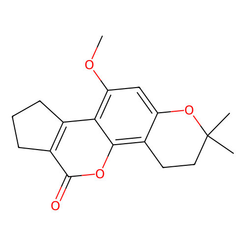 10-methoxy-2,2-dimethyl-3,4,8,9-tetrahydro-2H-cyclopenta[c]pyrano[2,3-h]chromen-6(7H)-one structure