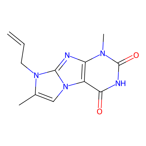 1H-Imidazo(2,1-f)purine-2,4(3H,8H)-dione, 8-allyl-1,7-dimethyl- structure