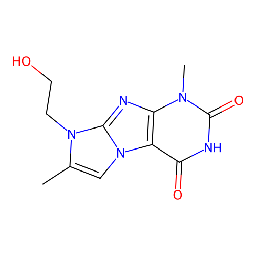 1H-Imidazo(2,1-f)purine-2,4(3H,8H)-dione, 1,7-dimethyl-8-(2-hydroxyethyl)- structure