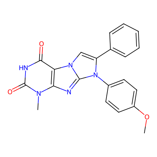 8-(4-methoxyphenyl)-1-methyl-7-phenyl-1H-imidazo[2,1-f]purine-2,4(3H,8H)-dione structure