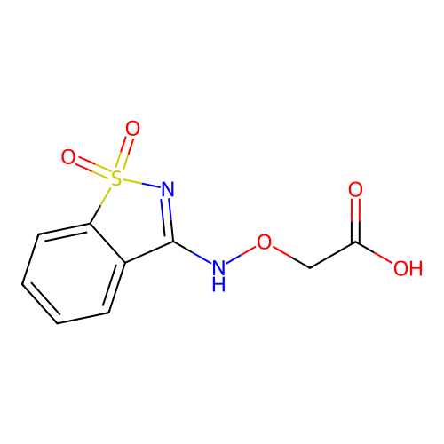 {[(1,1-Dioxido-1,2-benzisothiazol-3-yl)amino]oxy}acetic acid structure